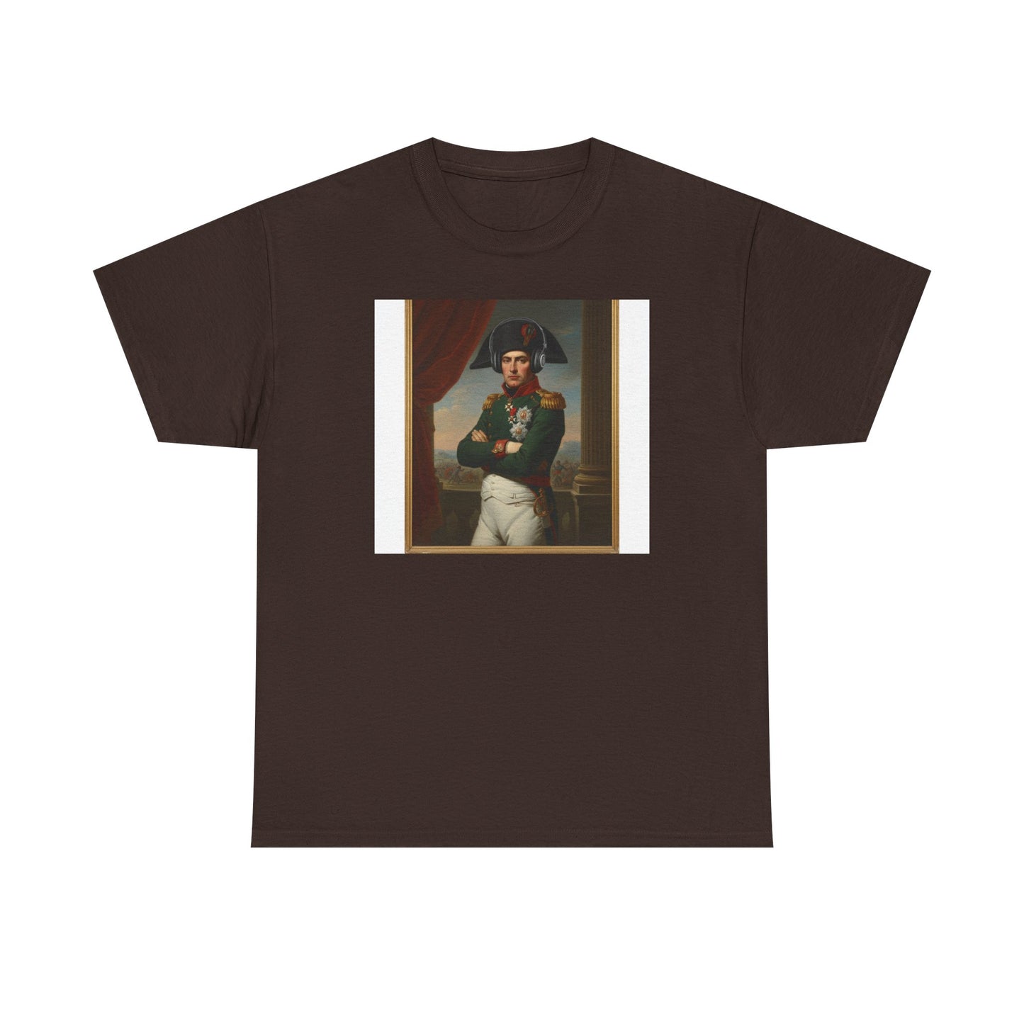 Napoleon with Headphones Vintage Portrait T-Shirt - Historical Art Meets Modern Tech Tee