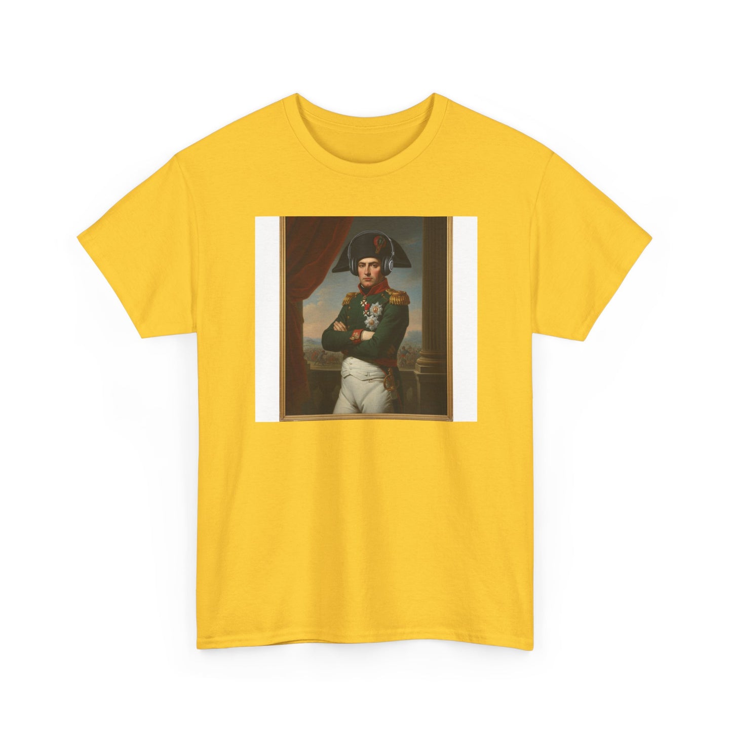 Napoleon with Headphones Vintage Portrait T-Shirt - Historical Art Meets Modern Tech Tee