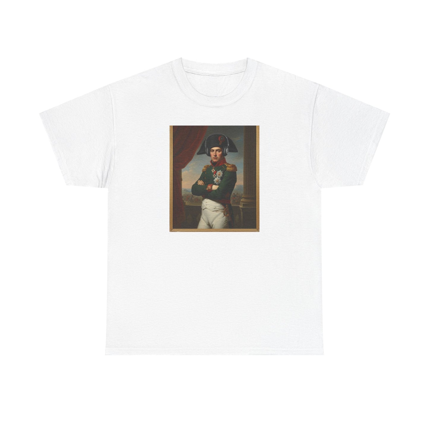 Napoleon with Headphones Vintage Portrait T-Shirt - Historical Art Meets Modern Tech Tee