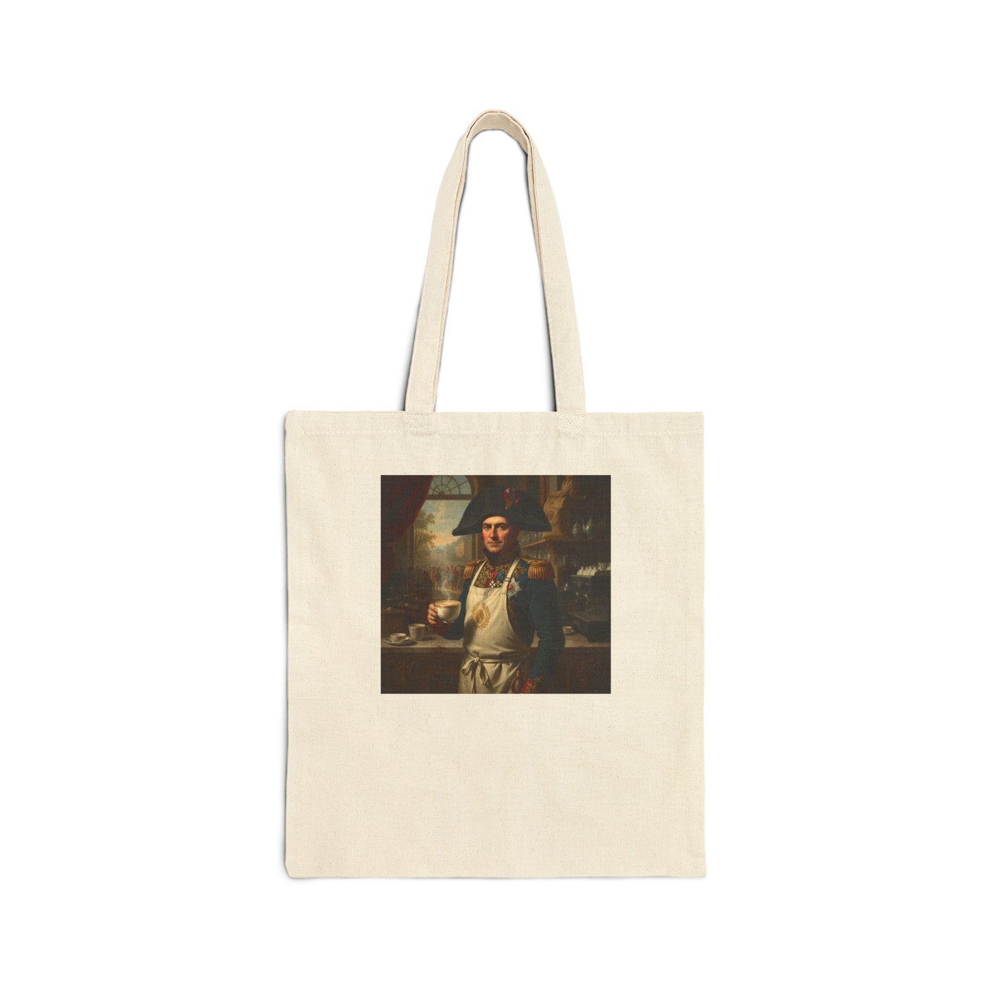 Napoleon Barista Tote Bag - Historical Coffee Humor Canvas Shopping Bag