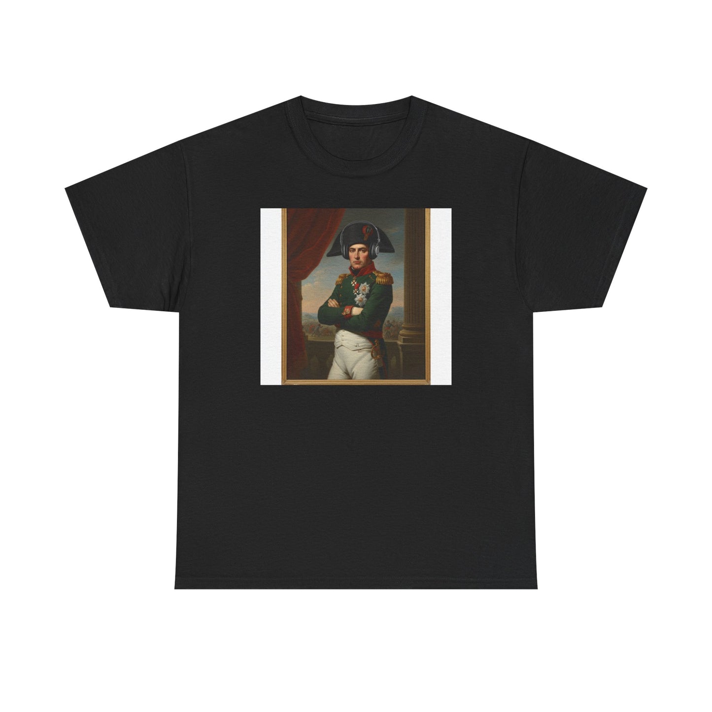 Napoleon with Headphones Vintage Portrait T-Shirt - Historical Art Meets Modern Tech Tee