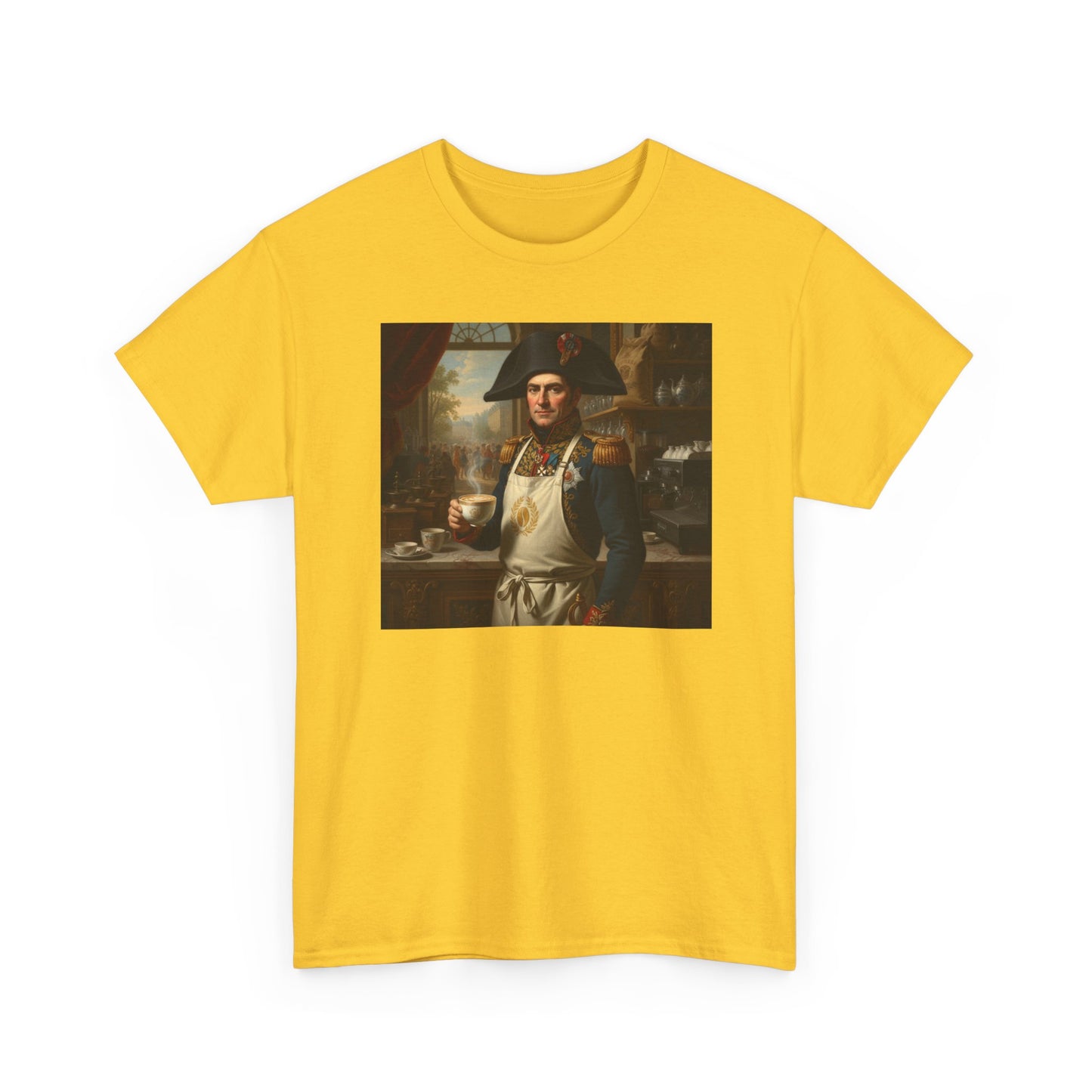 Napoleon Barista T-Shirt - Historical Coffee Shop Humor Tee - Funny Emperor Latte Art Gift