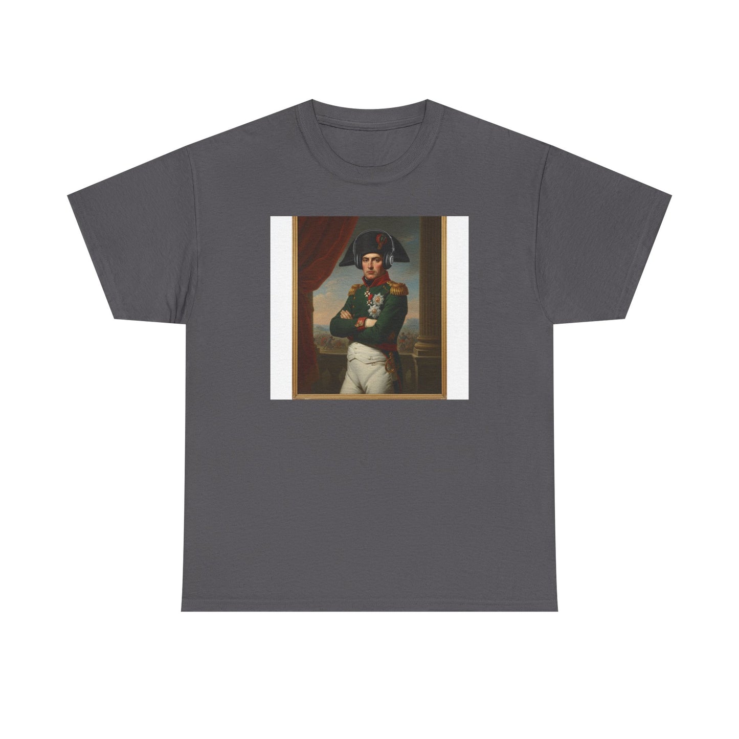 Napoleon with Headphones Vintage Portrait T-Shirt - Historical Art Meets Modern Tech Tee