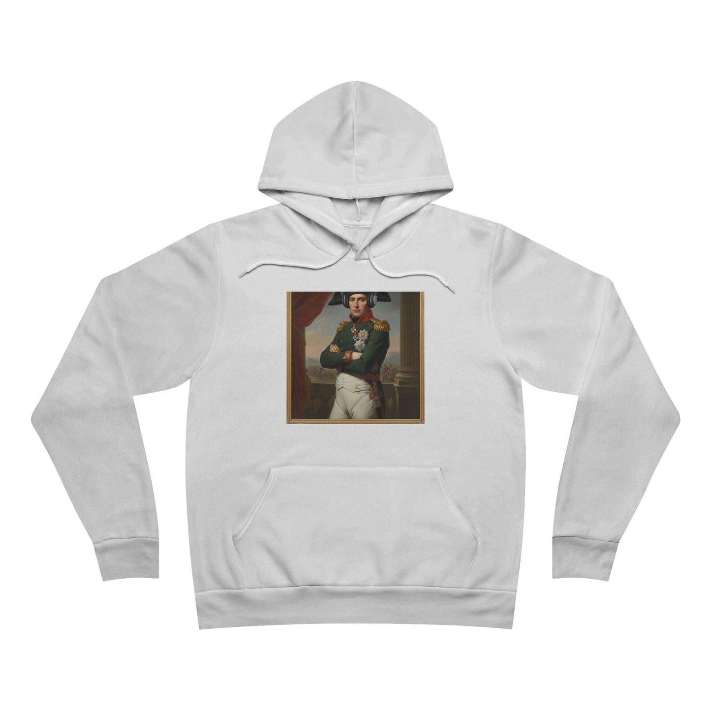 Napoleon With Headphones Vintage Portrait Hoodie - Historical Parody Art Sweatshirt