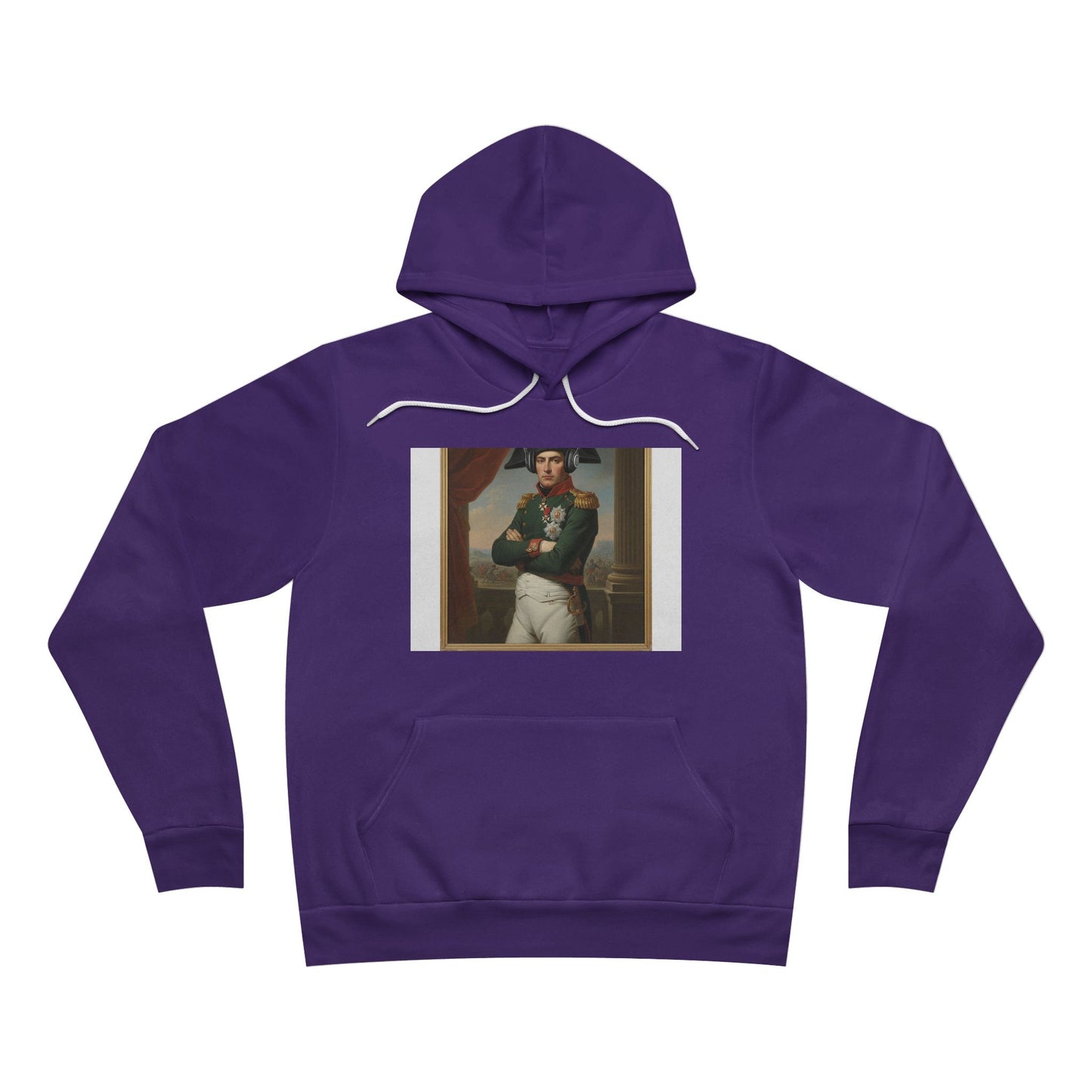 Napoleon With Headphones Vintage Portrait Hoodie - Historical Parody Art Sweatshirt