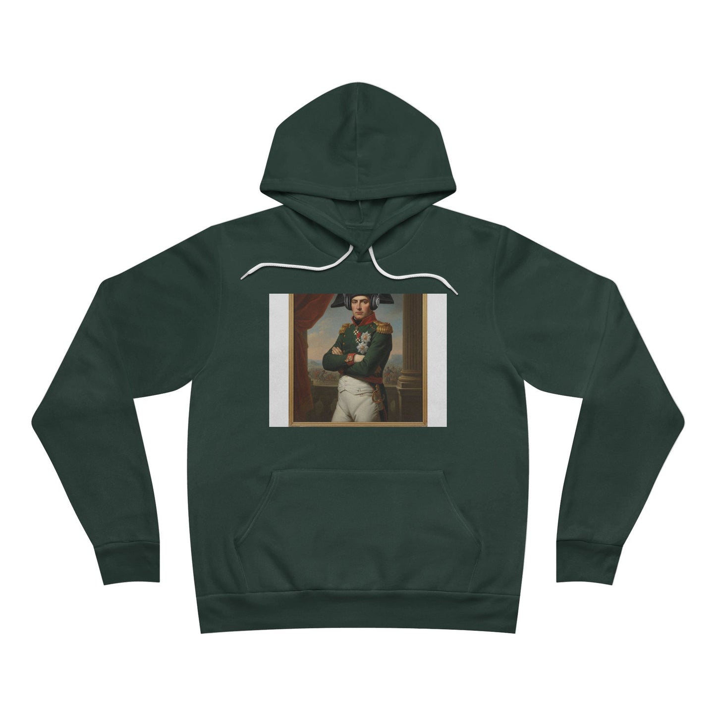 Napoleon With Headphones Vintage Portrait Hoodie - Historical Parody Art Sweatshirt