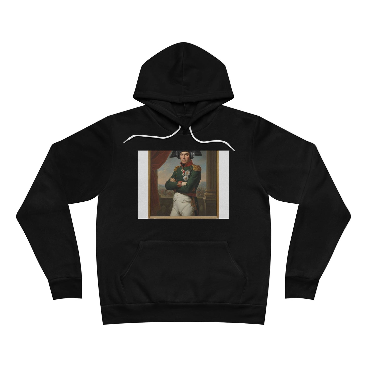 Napoleon With Headphones Vintage Portrait Hoodie - Historical Parody Art Sweatshirt