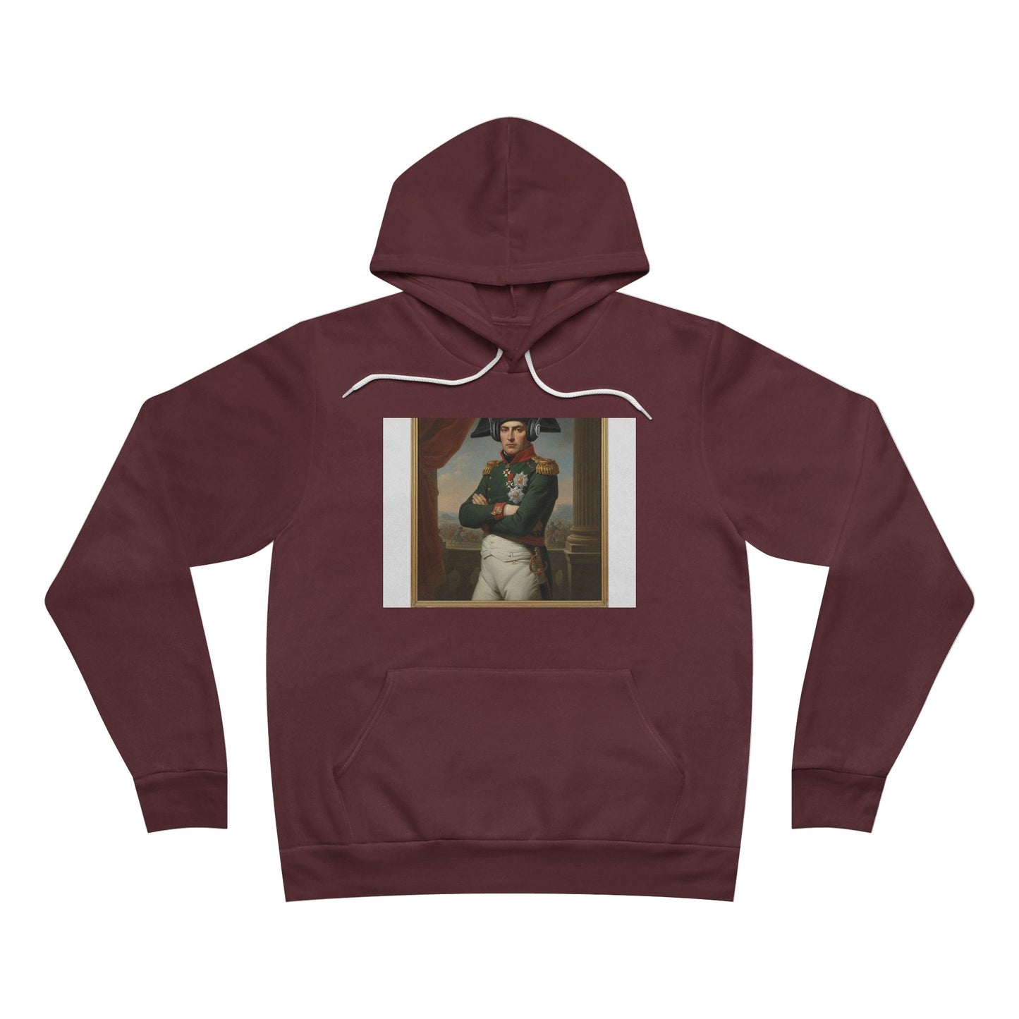 Napoleon With Headphones Vintage Portrait Hoodie - Historical Parody Art Sweatshirt