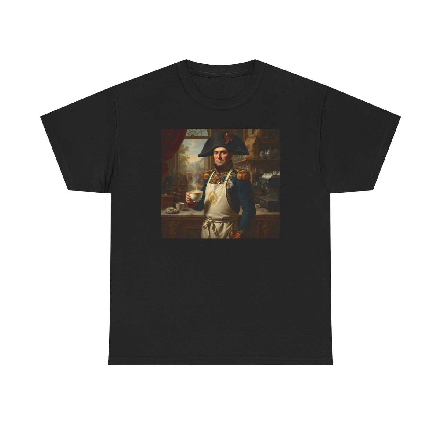 Napoleon Barista T-Shirt - Historical Coffee Shop Humor Tee - Funny Emperor Latte Art Gift