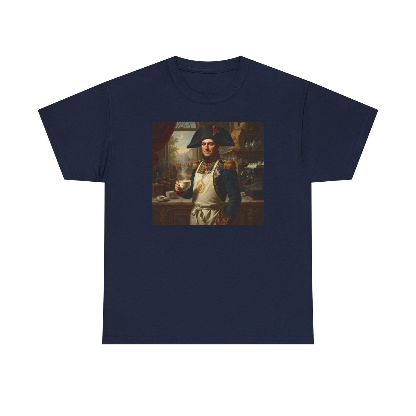 Napoleon Barista T-Shirt - Historical Coffee Shop Humor Tee - Funny Emperor Latte Art Gift