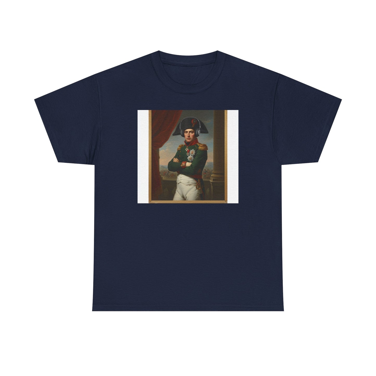 Napoleon with Headphones Vintage Portrait T-Shirt - Historical Art Meets Modern Tech Tee