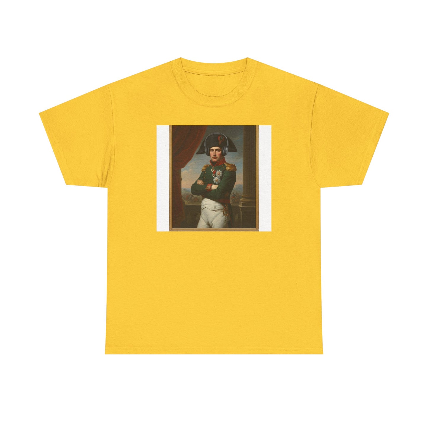 Napoleon with Headphones Vintage Portrait T-Shirt - Historical Art Meets Modern Tech Tee