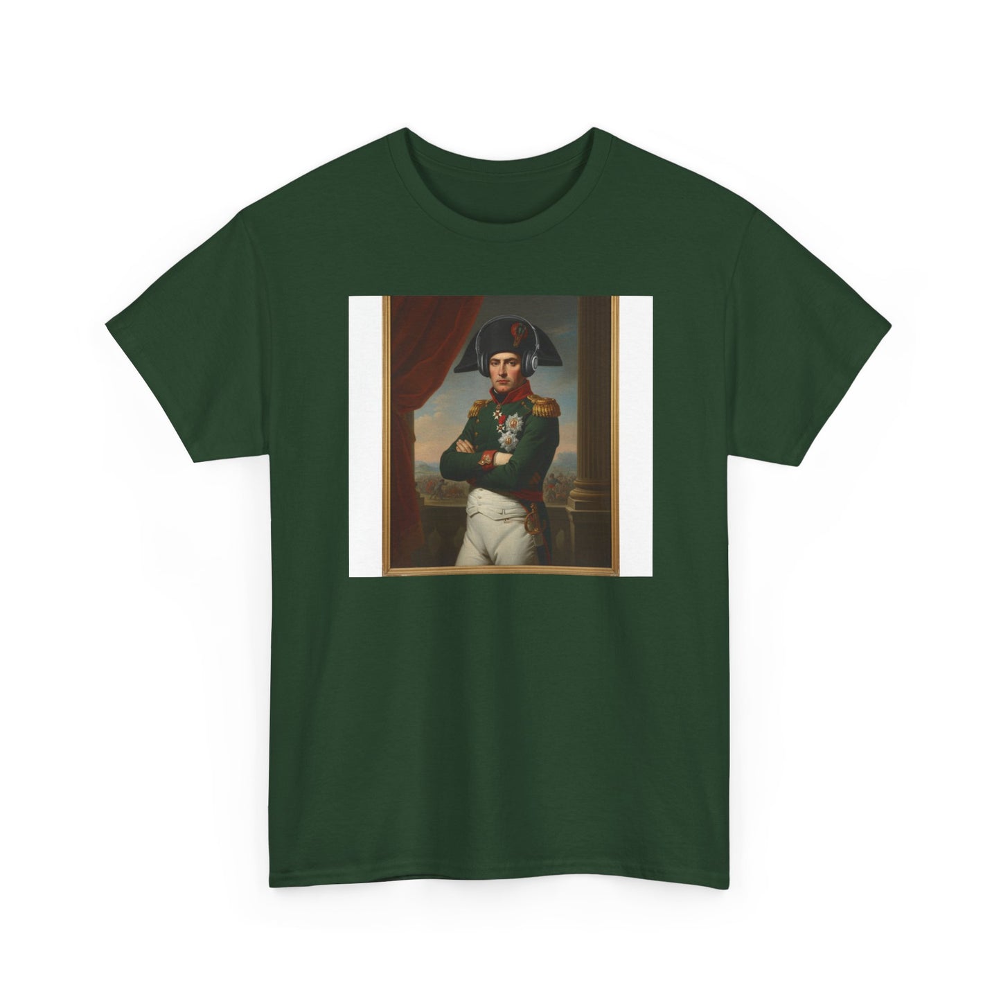 Napoleon with Headphones Vintage Portrait T-Shirt - Historical Art Meets Modern Tech Tee