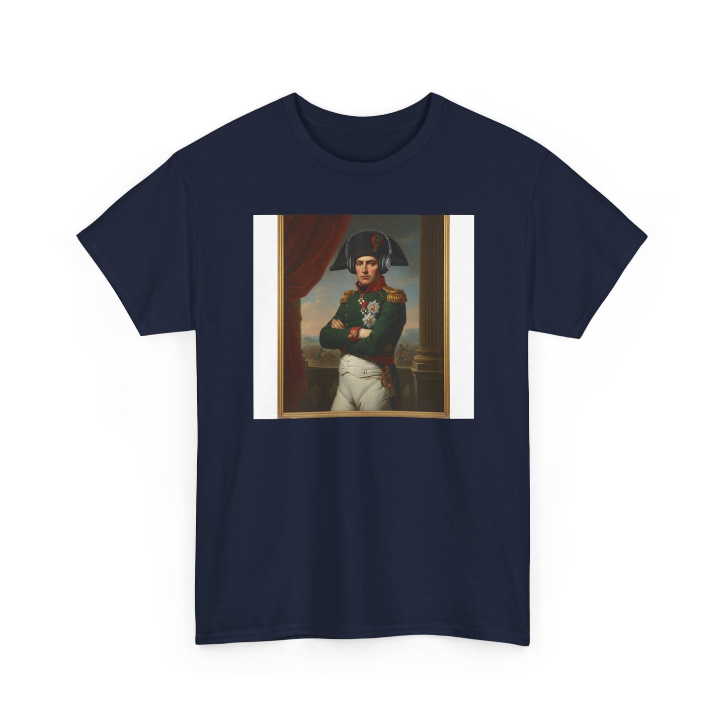 Napoleon with Headphones Vintage Portrait T-Shirt - Historical Art Meets Modern Tech Tee