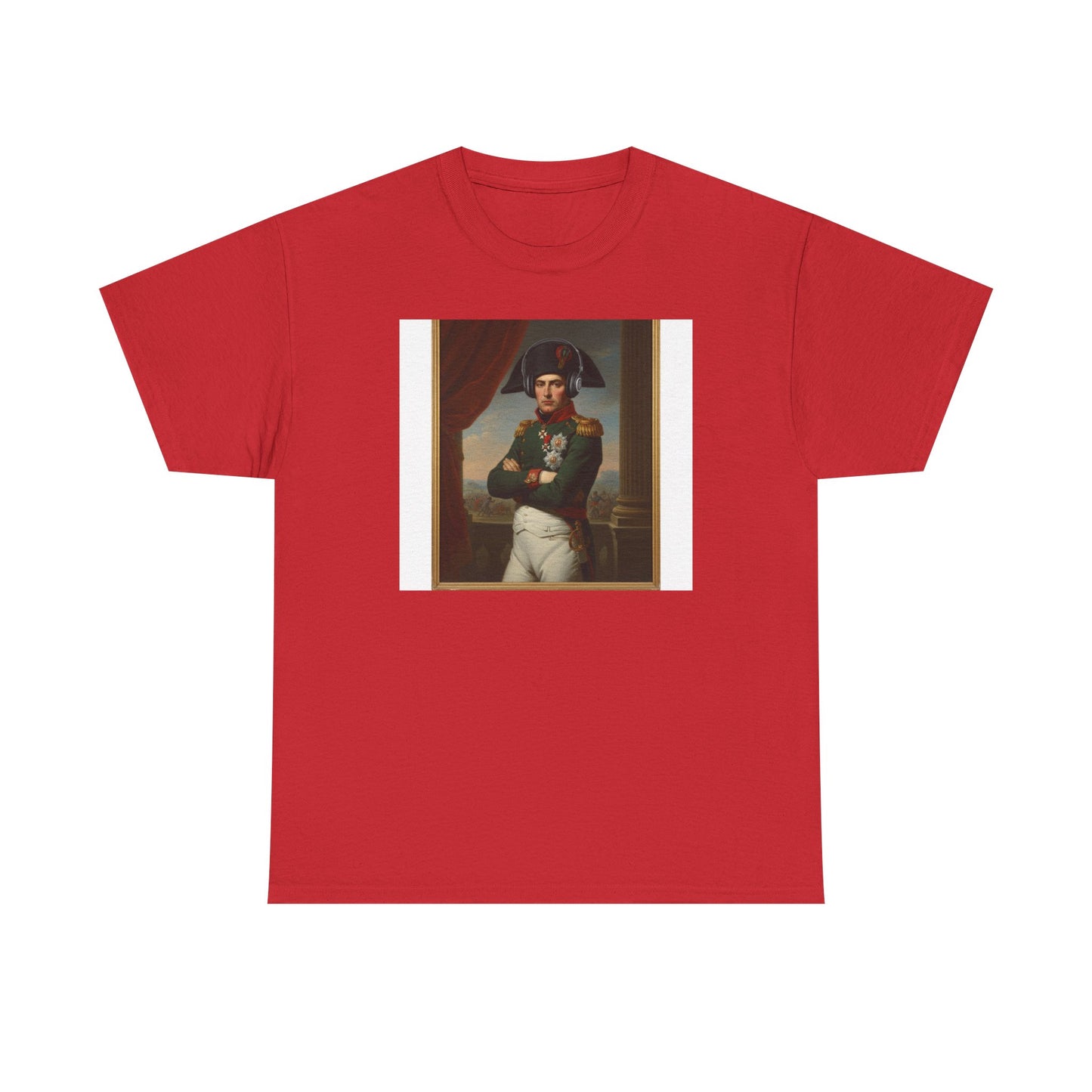 Napoleon with Headphones Vintage Portrait T-Shirt - Historical Art Meets Modern Tech Tee