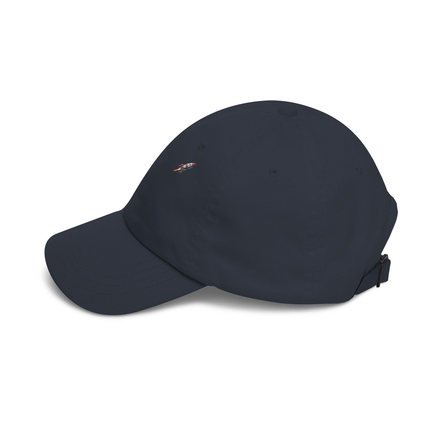 Retro Rocket Ship Dad Cap - Chrome & Red Atomic Age Space Embroidery - Vintage Sci-Fi Hat