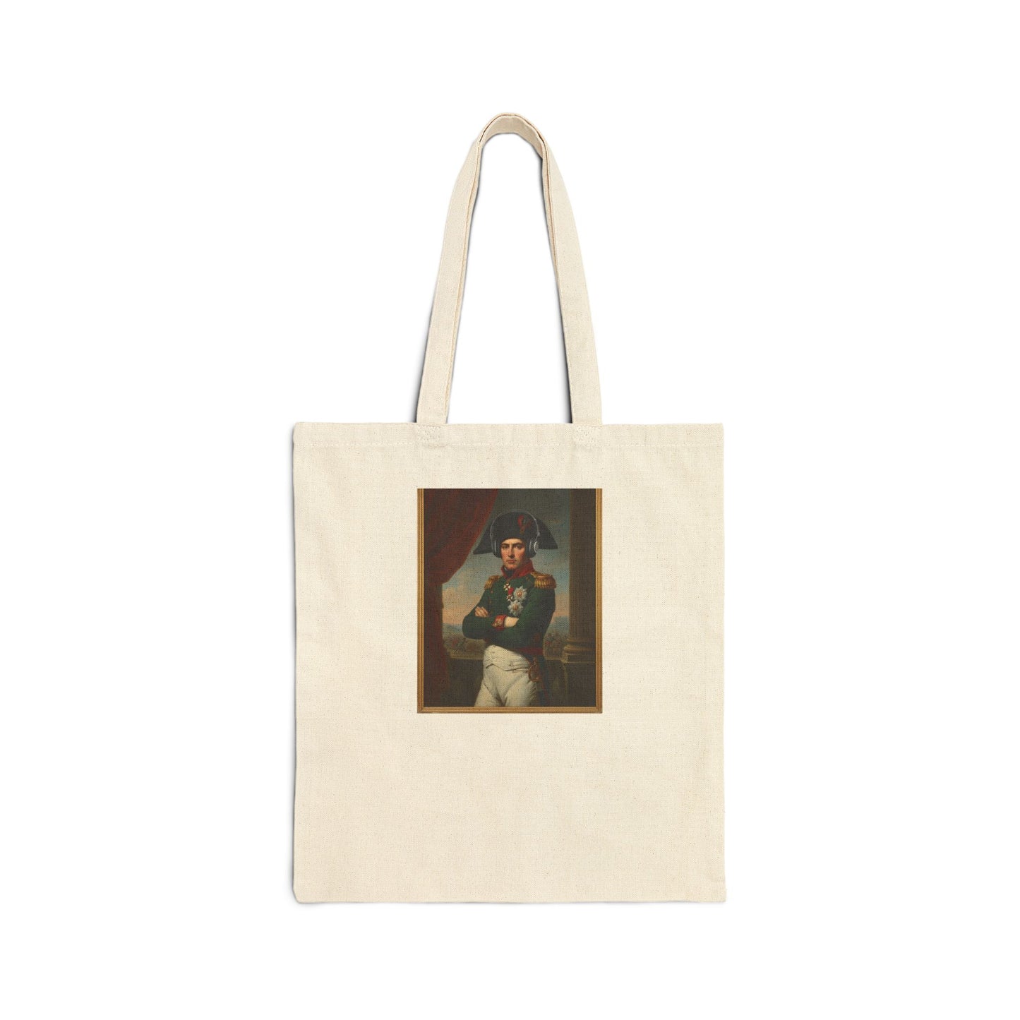 Vintage Napoleon with Headphones Tote Bag - Classical Portrait Modern Twist Canvas Bag