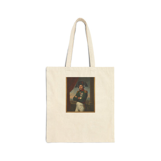 Vintage Napoleon with Headphones Tote Bag - Classical Portrait Modern Twist Canvas Bag