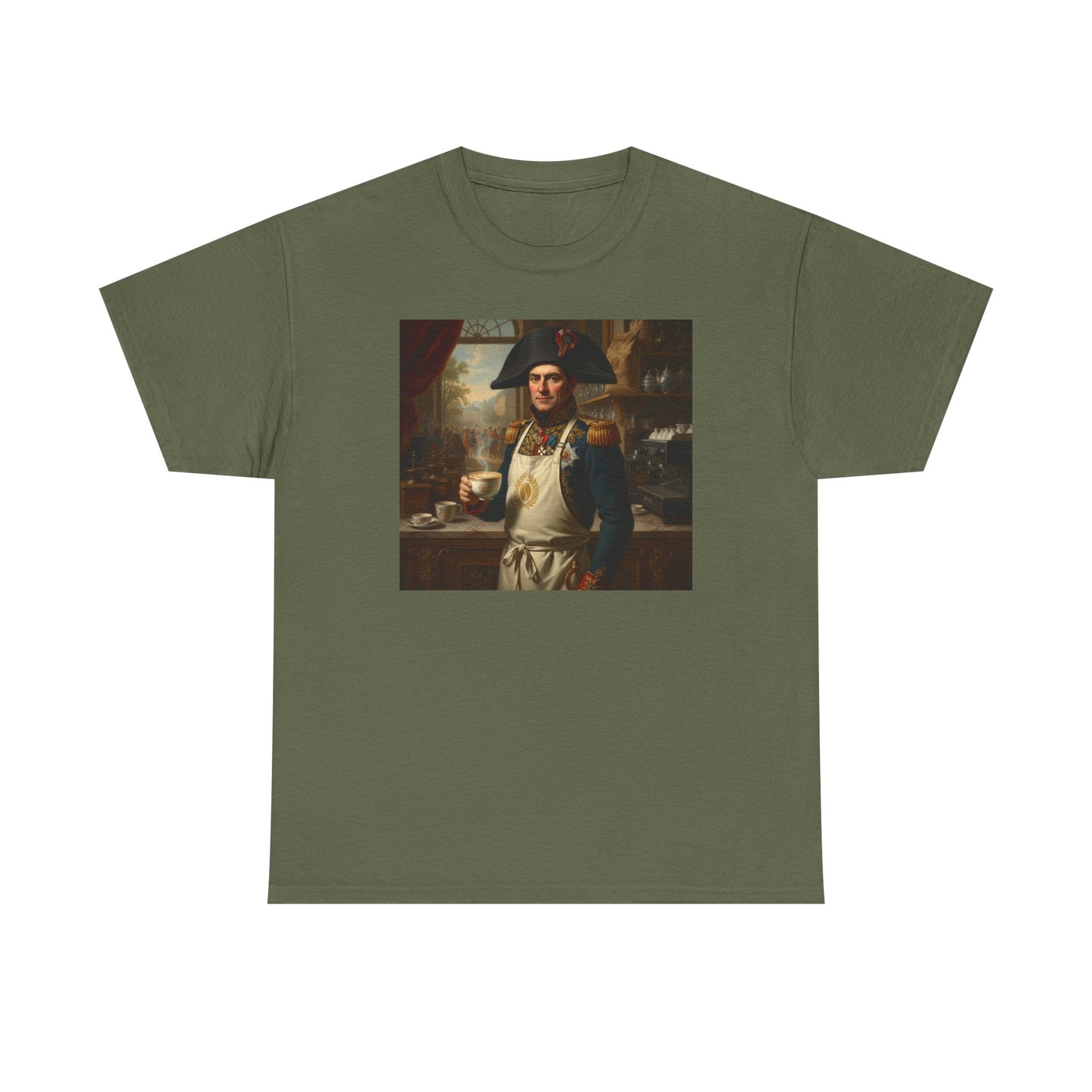 Napoleon Barista T-Shirt - Historical Coffee Shop Humor Tee - Funny Emperor Latte Art Gift
