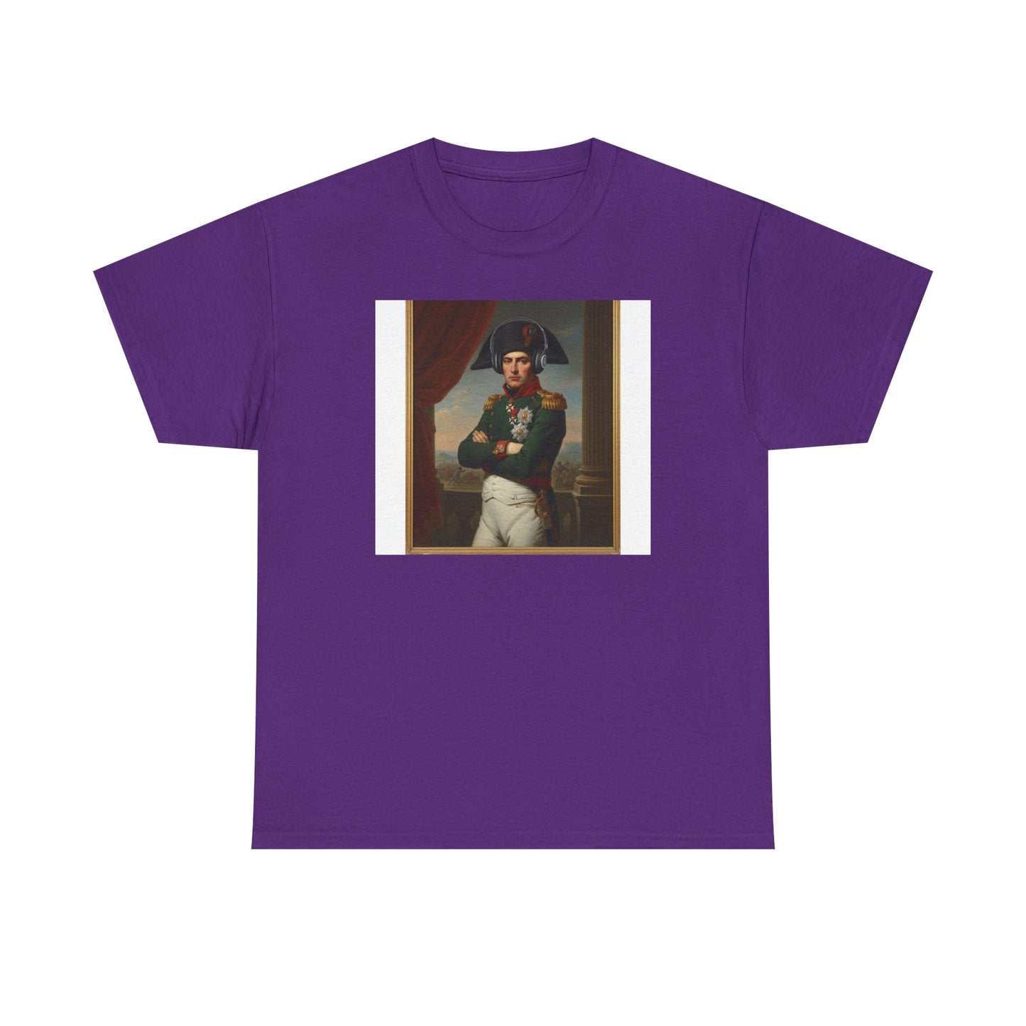 Napoleon with Headphones Vintage Portrait T-Shirt - Historical Art Meets Modern Tech Tee