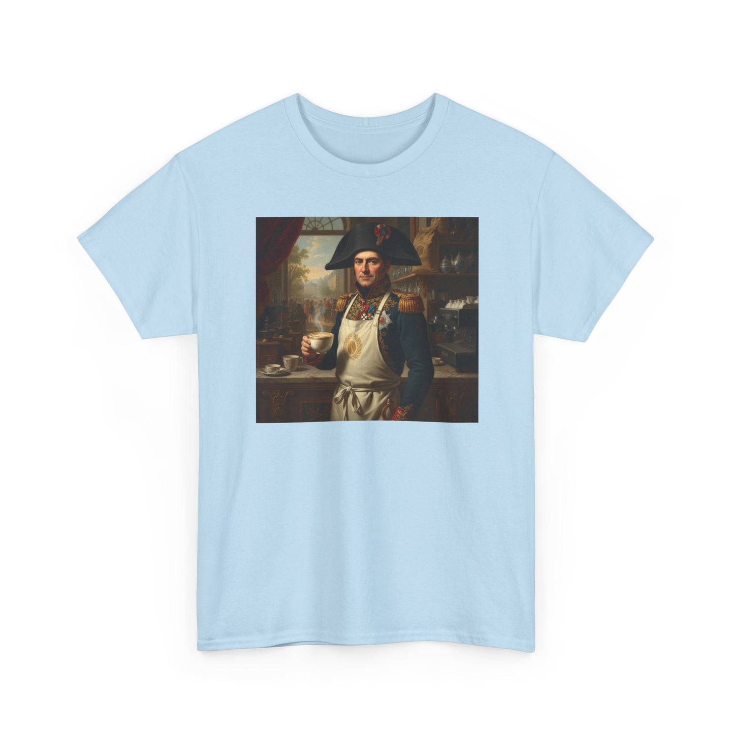Napoleon Barista T-Shirt - Historical Coffee Shop Humor Tee - Funny Emperor Latte Art Gift