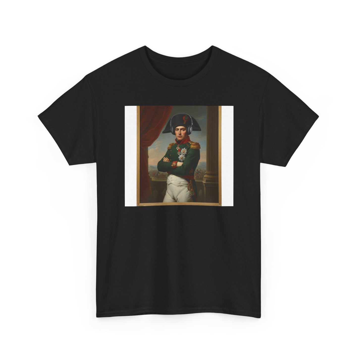 Napoleon with Headphones Vintage Portrait T-Shirt - Historical Art Meets Modern Tech Tee