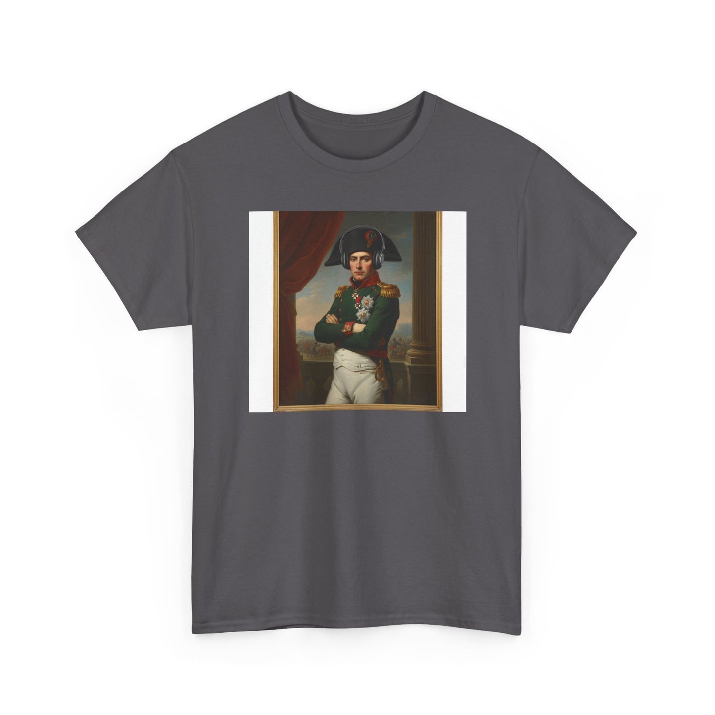 Napoleon with Headphones Vintage Portrait T-Shirt - Historical Art Meets Modern Tech Tee