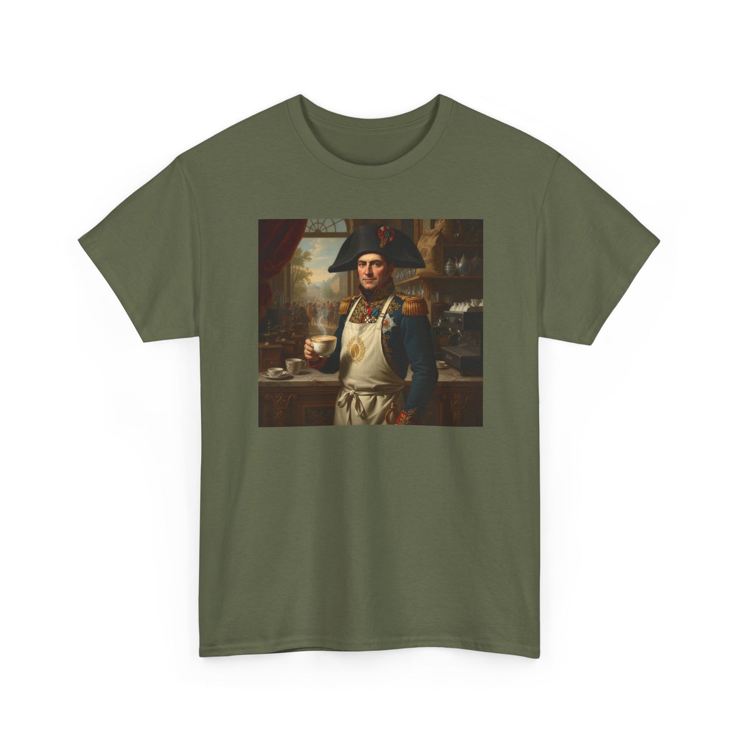 Napoleon Barista T-Shirt - Historical Coffee Shop Humor Tee - Funny Emperor Latte Art Gift