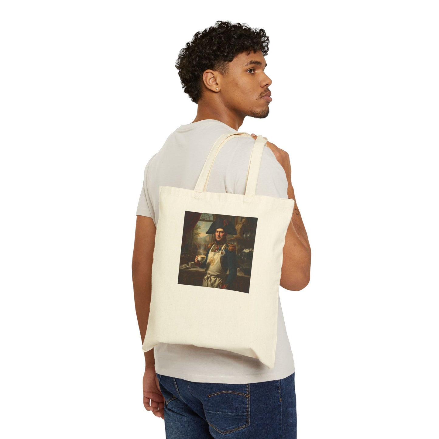 Napoleon Barista Tote Bag - Historical Coffee Humor Canvas Shopping Bag
