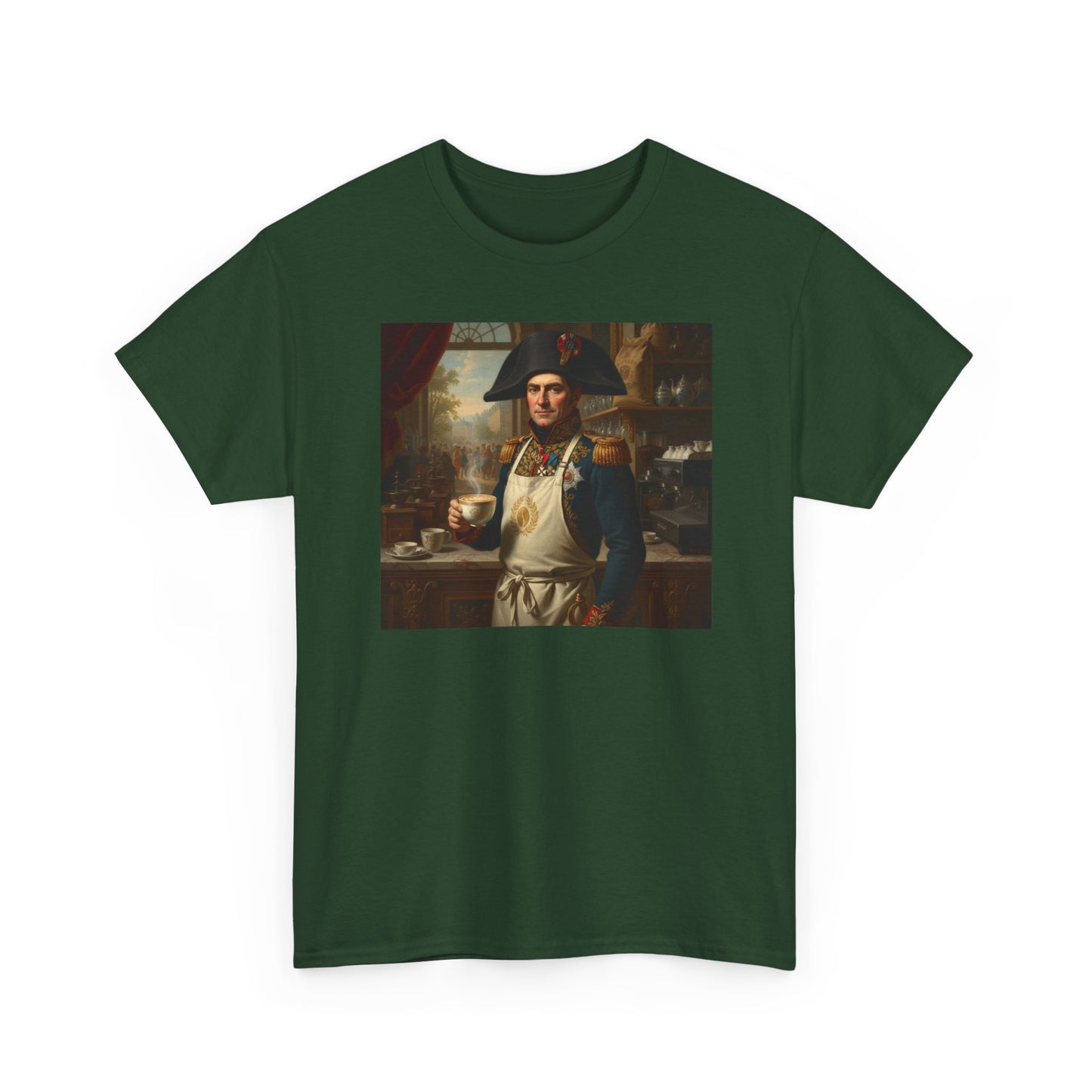 Napoleon Barista T-Shirt - Historical Coffee Shop Humor Tee - Funny Emperor Latte Art Gift