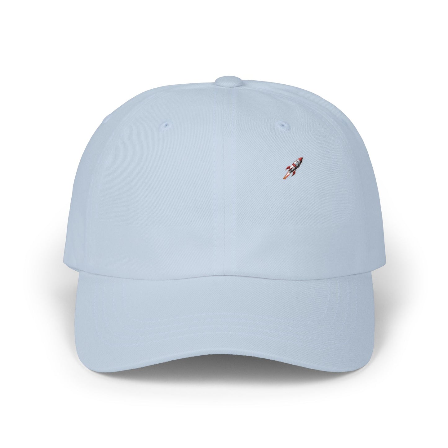 Retro Rocket Ship Dad Cap - Chrome & Red Atomic Age Space Embroidery - Vintage Sci-Fi Hat