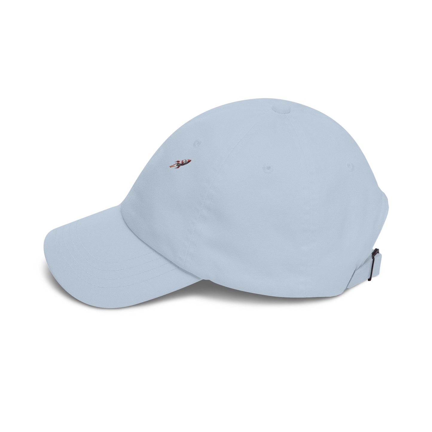 Retro Rocket Ship Dad Cap - Chrome & Red Atomic Age Space Embroidery - Vintage Sci-Fi Hat