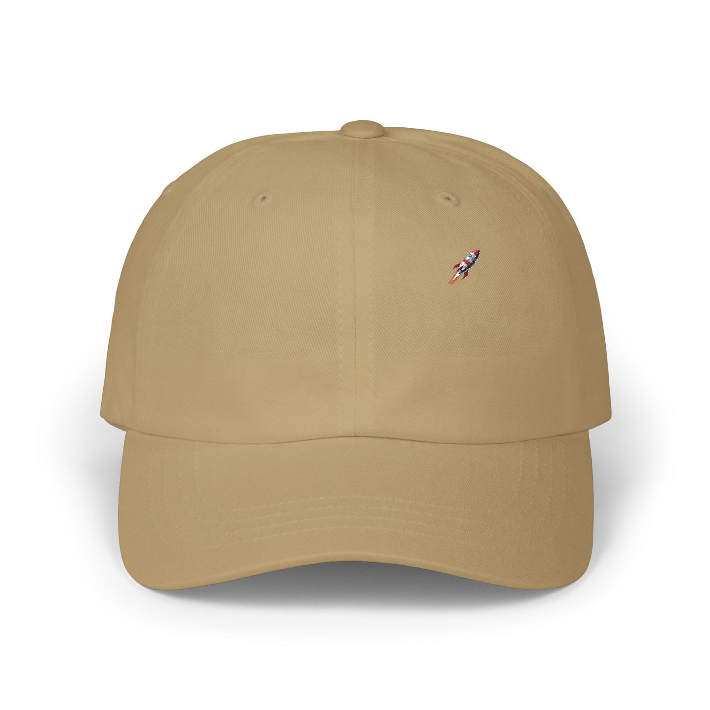 Retro Rocket Ship Dad Cap - Chrome & Red Atomic Age Space Embroidery - Vintage Sci-Fi Hat
