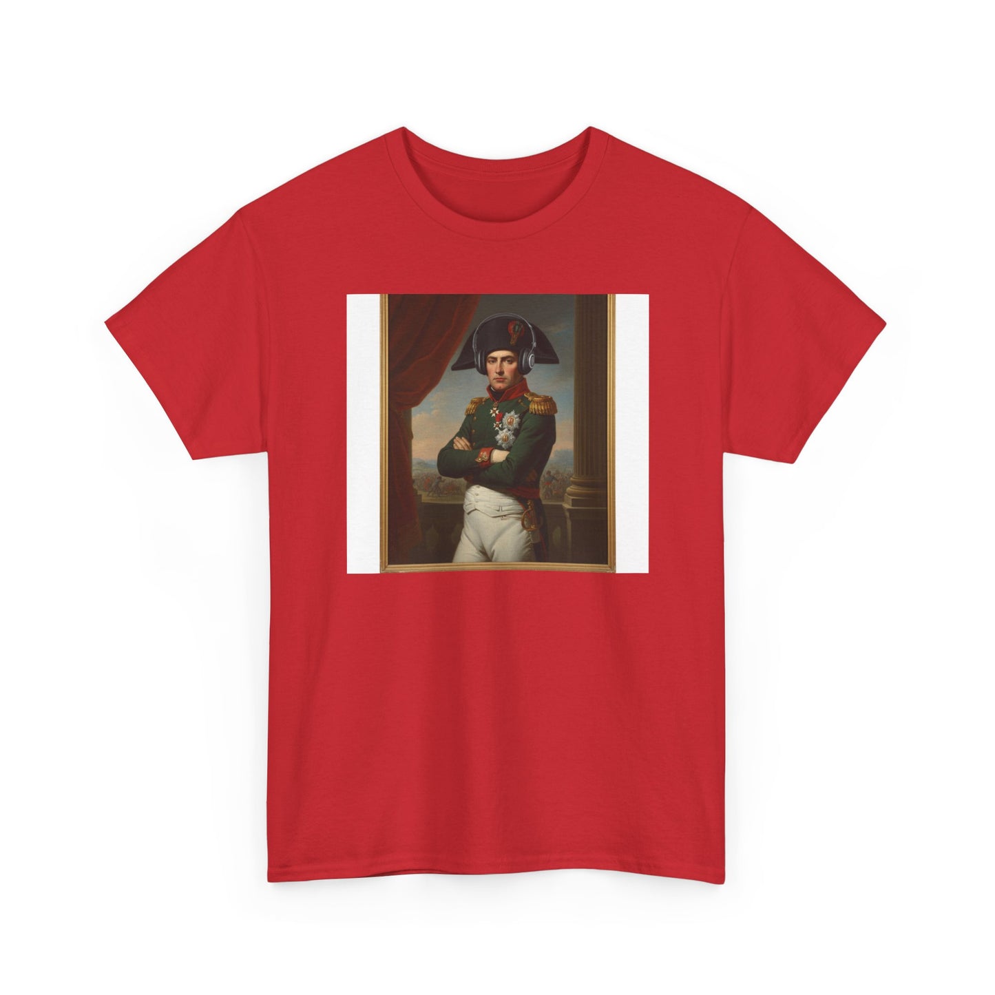 Napoleon with Headphones Vintage Portrait T-Shirt - Historical Art Meets Modern Tech Tee