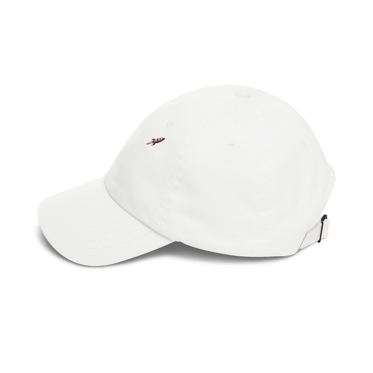 Retro Rocket Ship Dad Cap - Chrome & Red Atomic Age Space Embroidery - Vintage Sci-Fi Hat