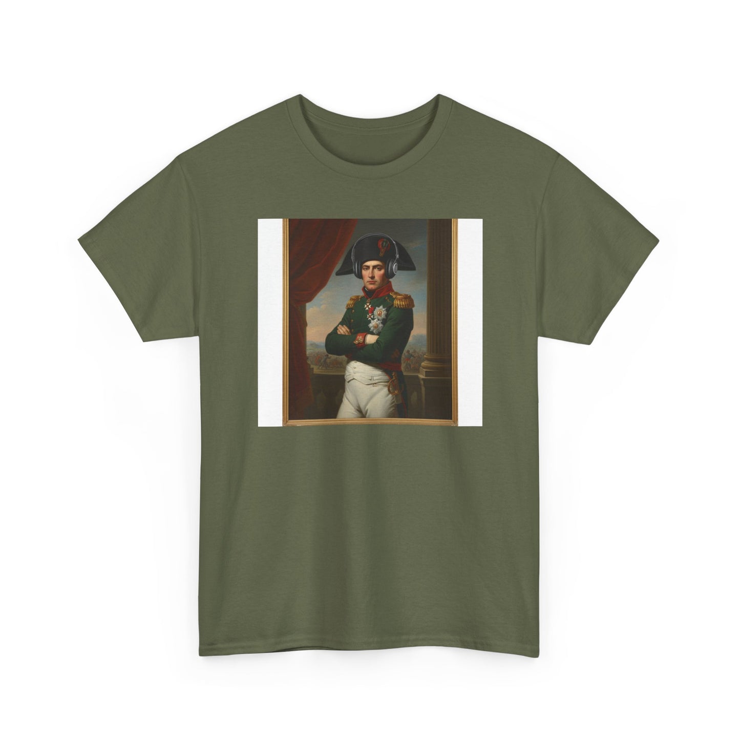 Napoleon with Headphones Vintage Portrait T-Shirt - Historical Art Meets Modern Tech Tee