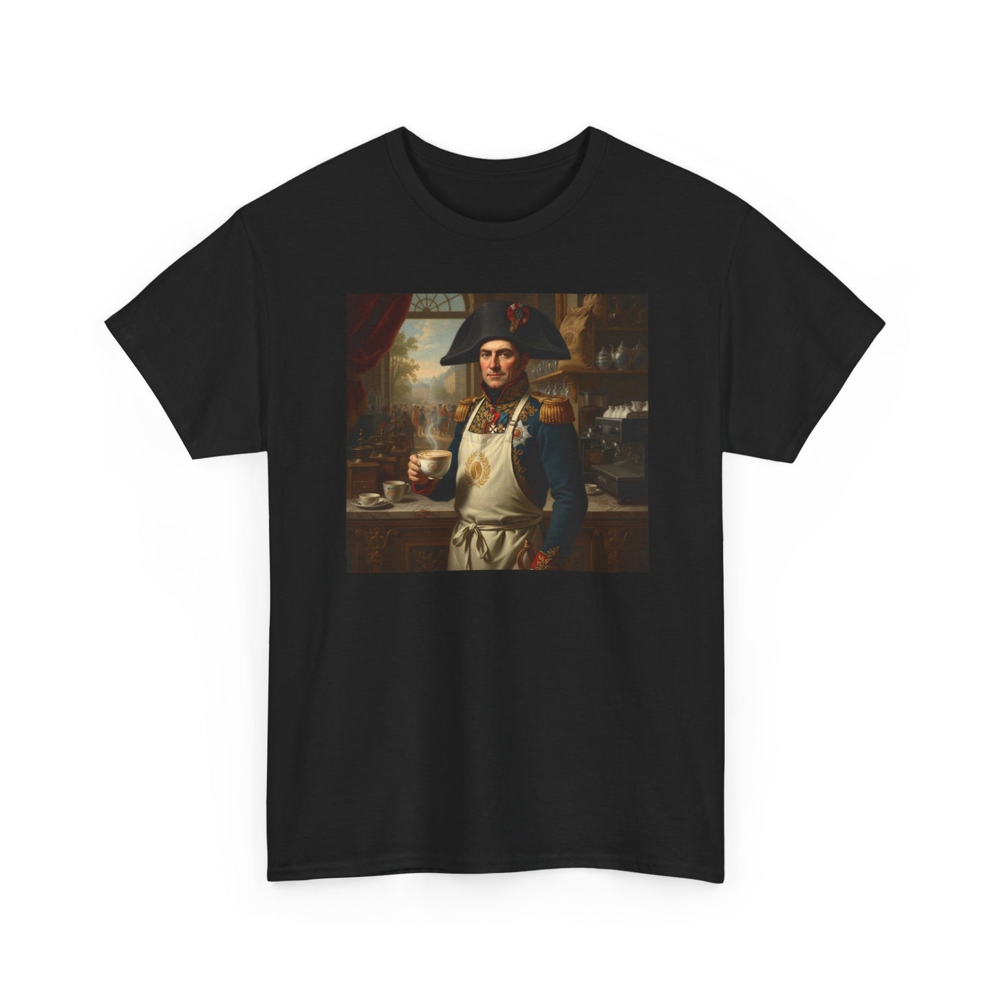 Napoleon Barista T-Shirt - Historical Coffee Shop Humor Tee - Funny Emperor Latte Art Gift