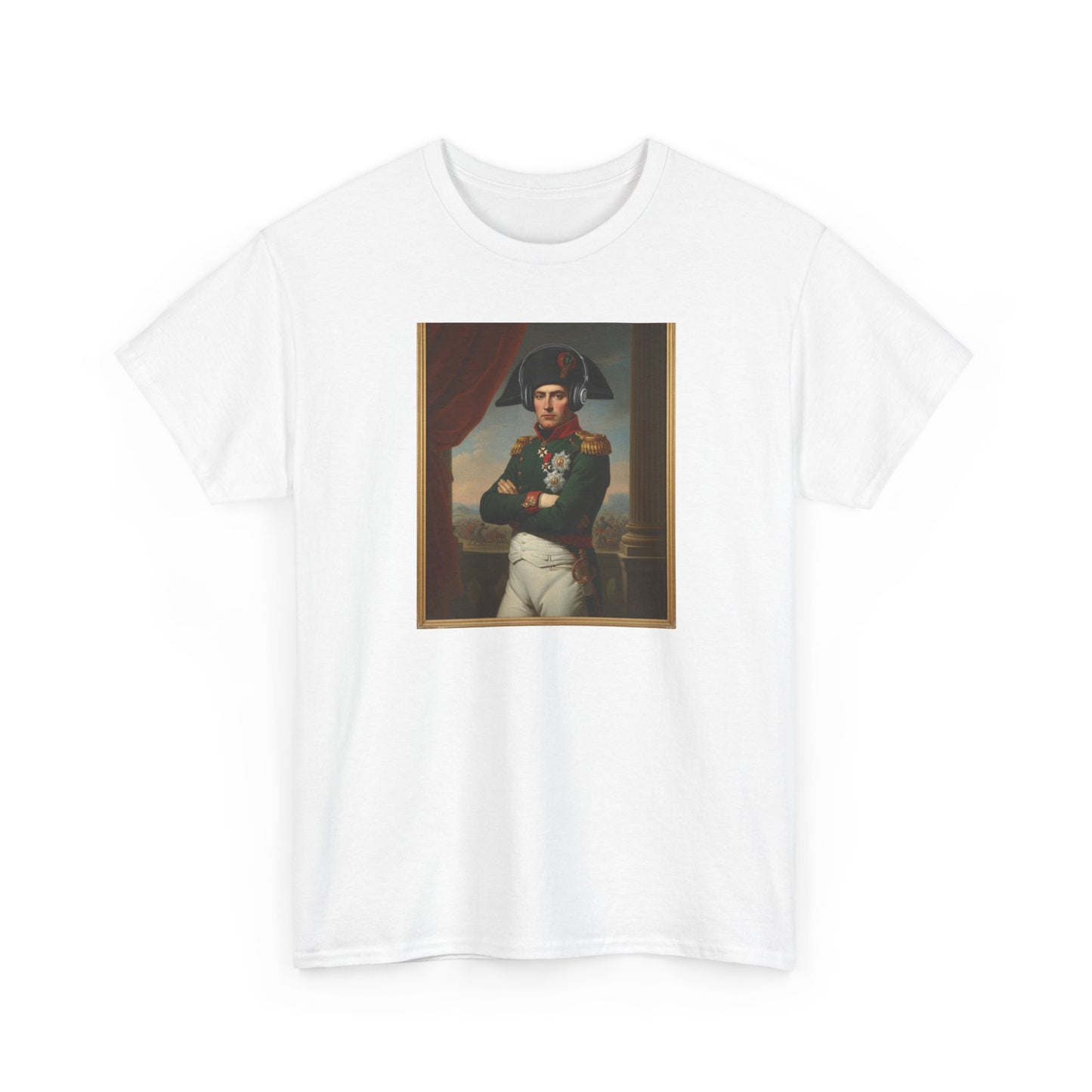 Napoleon with Headphones Vintage Portrait T-Shirt - Historical Art Meets Modern Tech Tee
