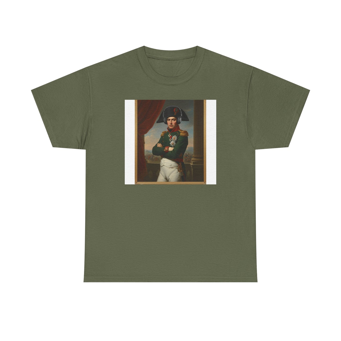 Napoleon with Headphones Vintage Portrait T-Shirt - Historical Art Meets Modern Tech Tee