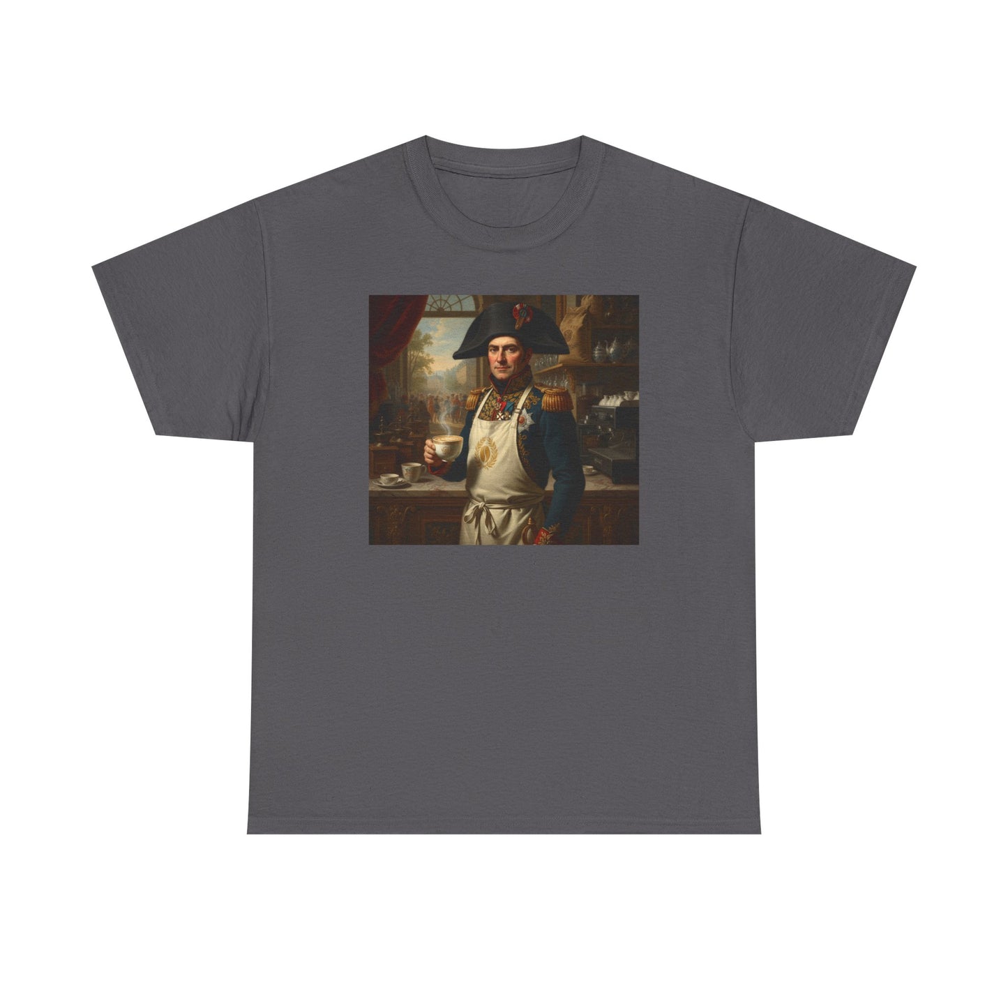Napoleon Barista T-Shirt - Historical Coffee Shop Humor Tee - Funny Emperor Latte Art Gift
